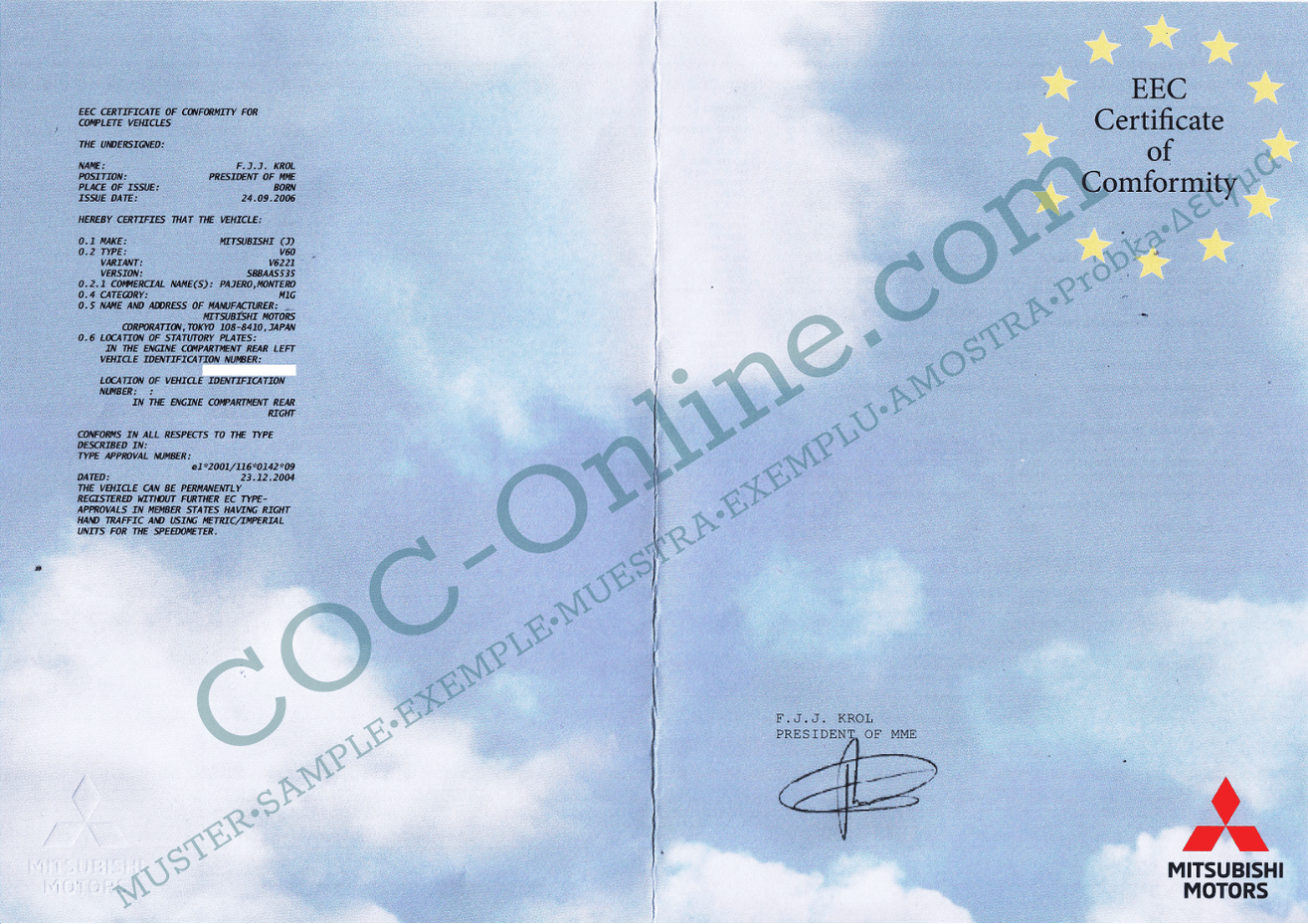 EC Certificate of Conformity MITSUBISHI