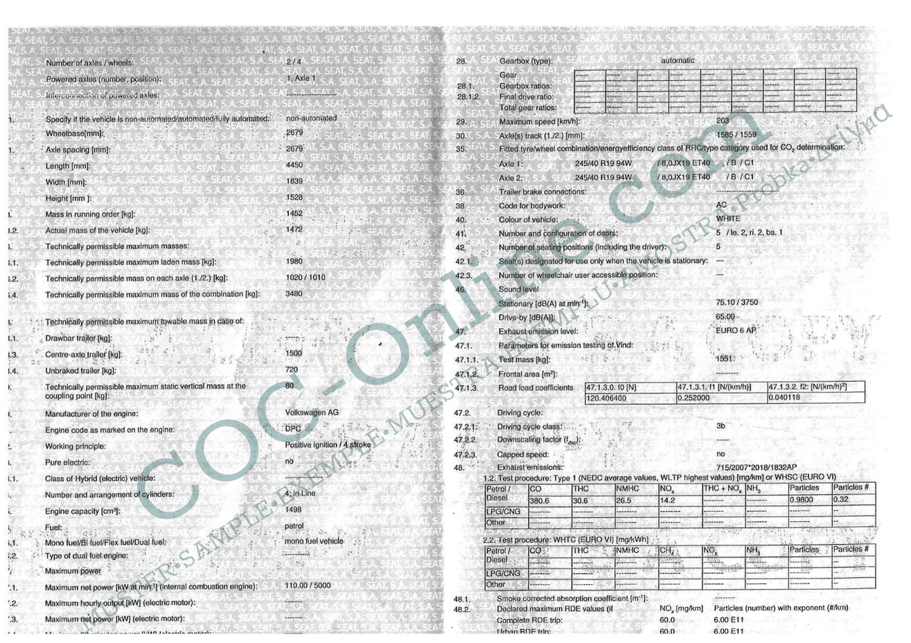 EC Certificate of Conformity CUPRA 2