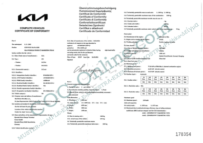 EC Certificate of Conformity KIA