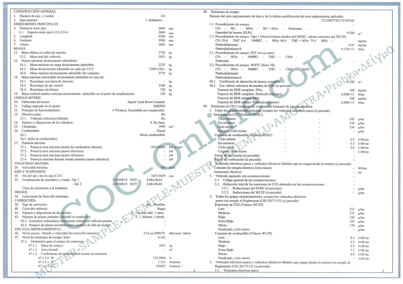 EC Certificate of Conformity LAND ROVER 2