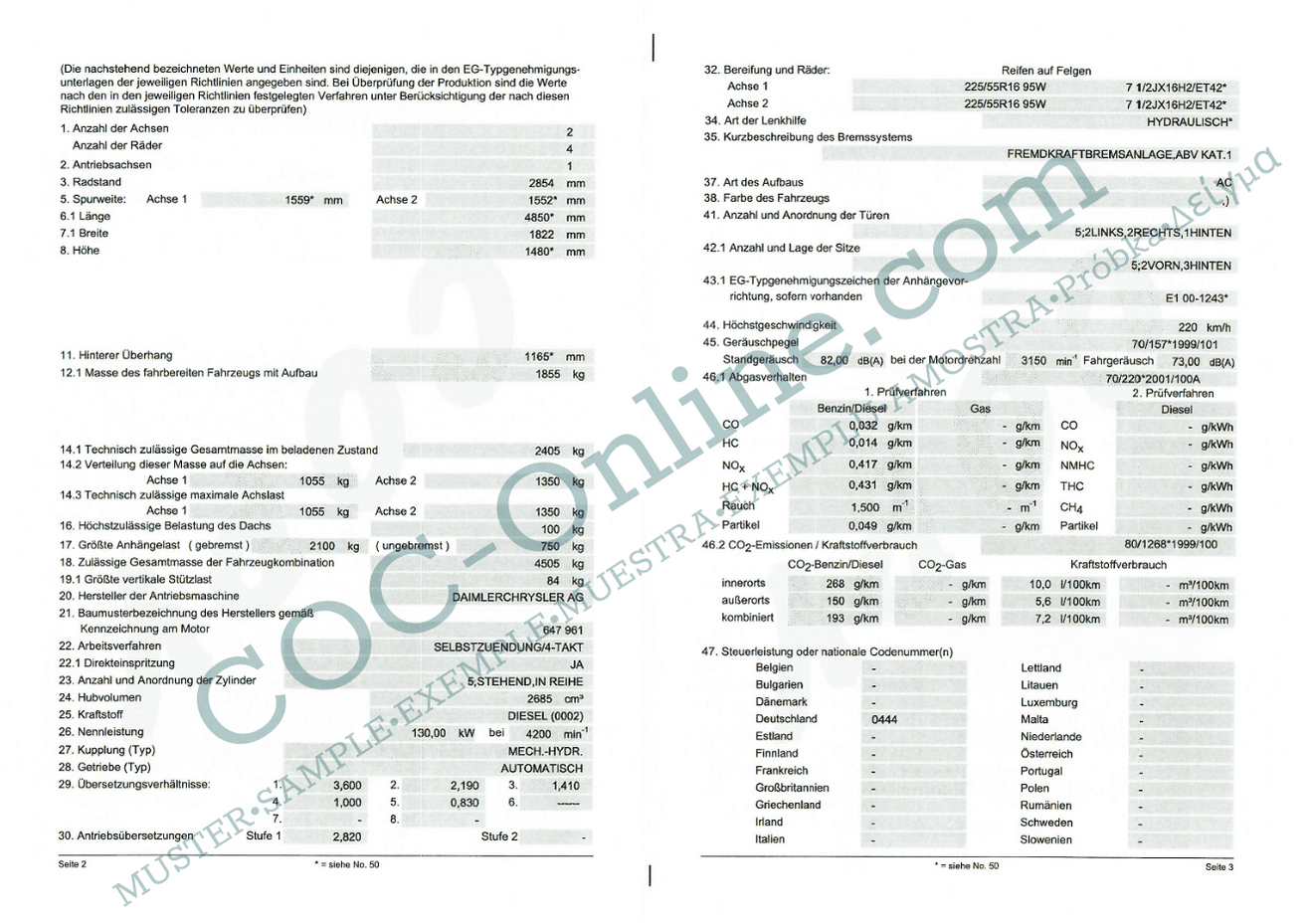 EC Certificate of Conformity MERCEDES-BENZ 2