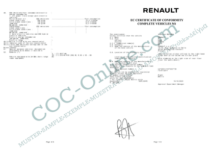 EC Certificate of Conformity RENAULT