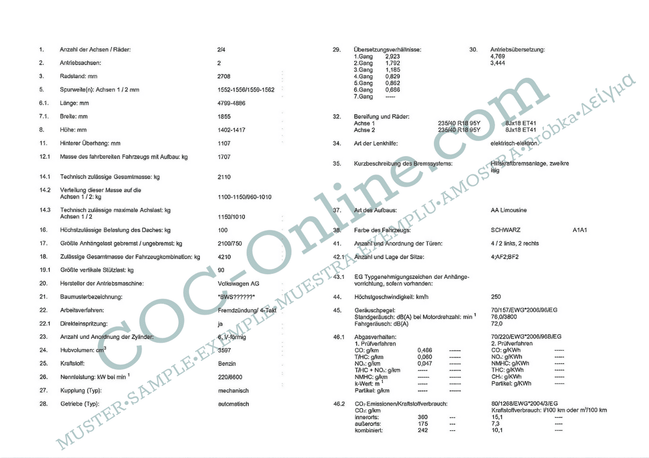 EC Certificate of Conformity VOLKSWAGEN 2