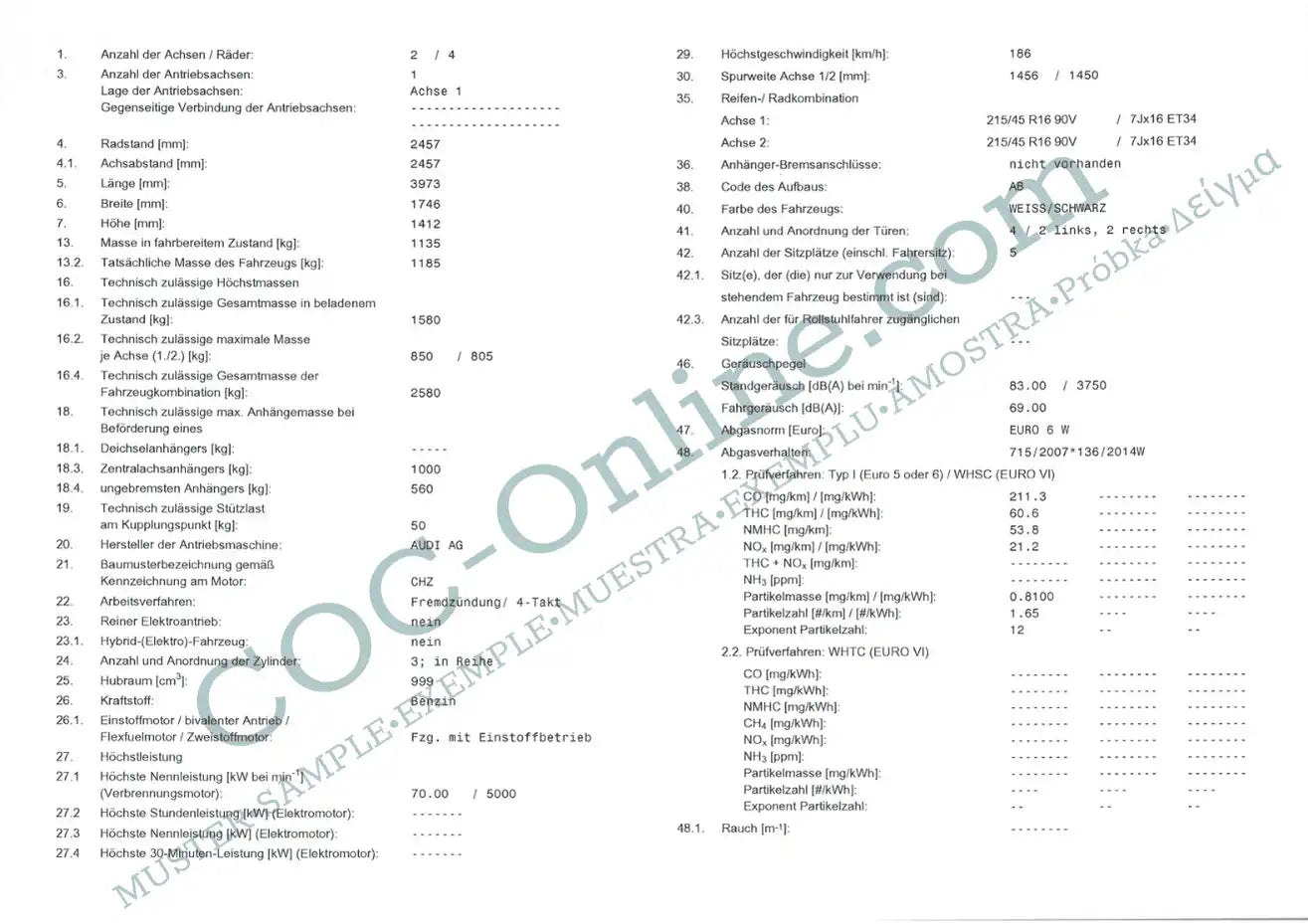 EC Certificate of Conformity AUDI 2 