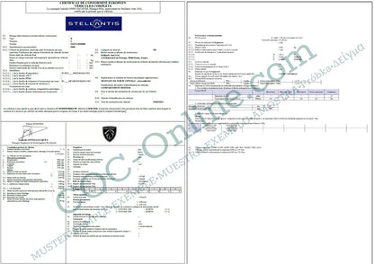 EC Certificate of Conformity COC PEUGEOT